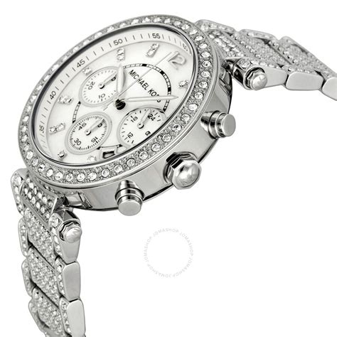 Michael Kors Parker Mother of Pearl Dial Crystals Steel Ladies 